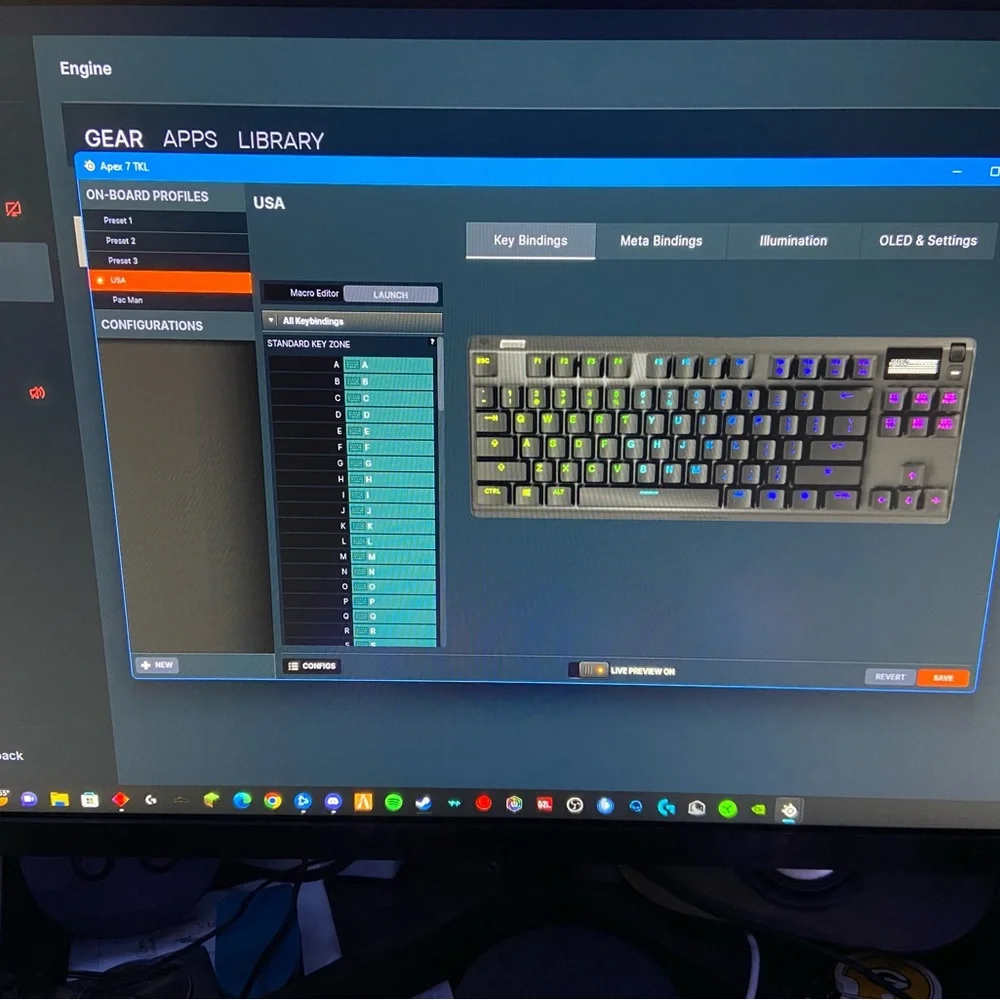Steelseries Apex 7 tkl gaming keyboard. Red key switches.